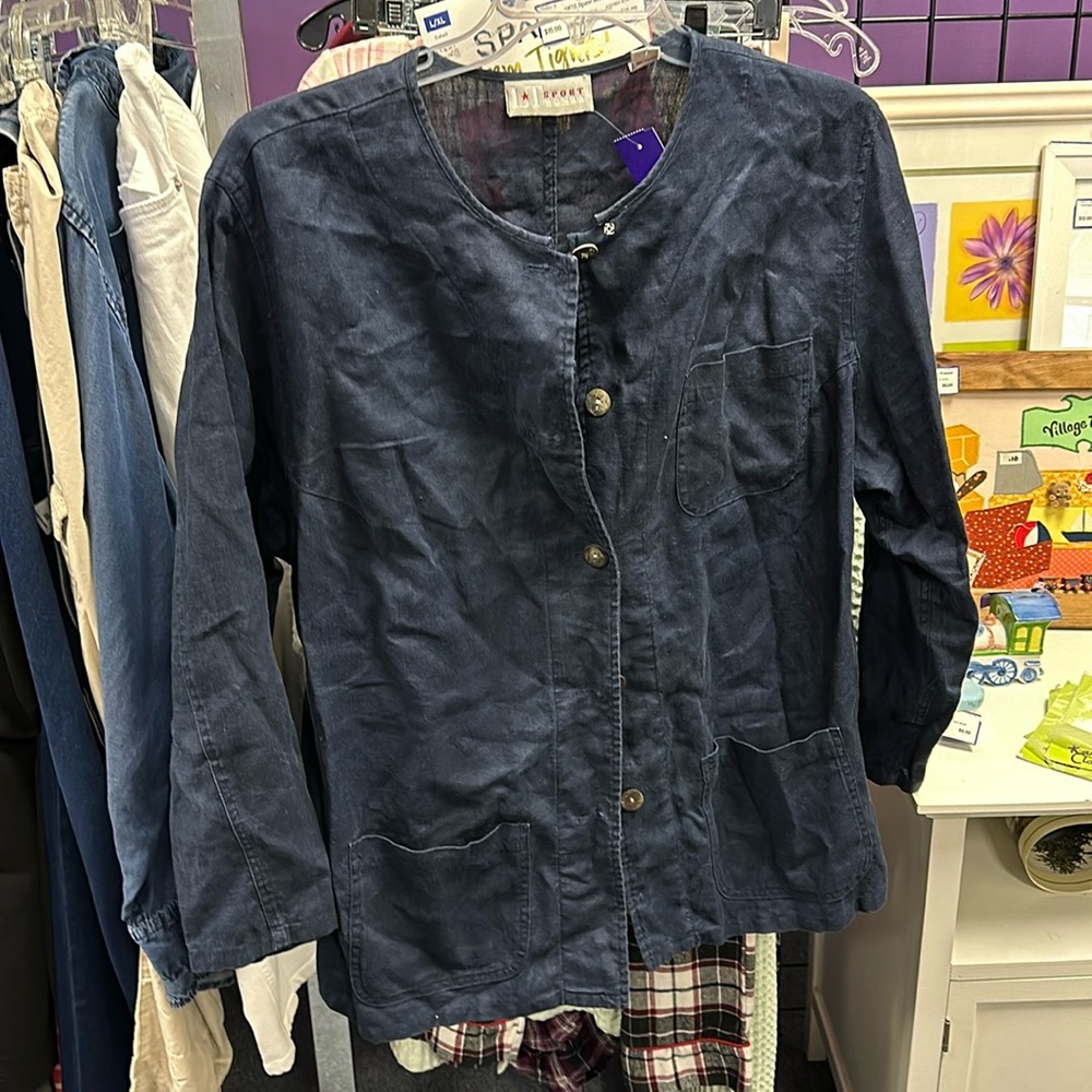 💜LT Sport Blue Linen Button Down 2X